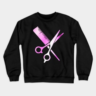 Pink Hairdressing Scissors And Comb Crewneck Sweatshirt